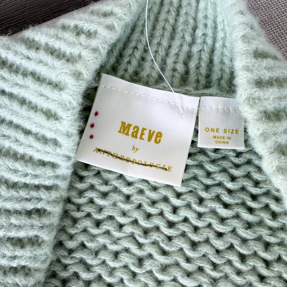 New Anthropologie Maeve Susannah 3D Floral Knit Cardigan Sweater Green Cream OS - Picture 6 of 12